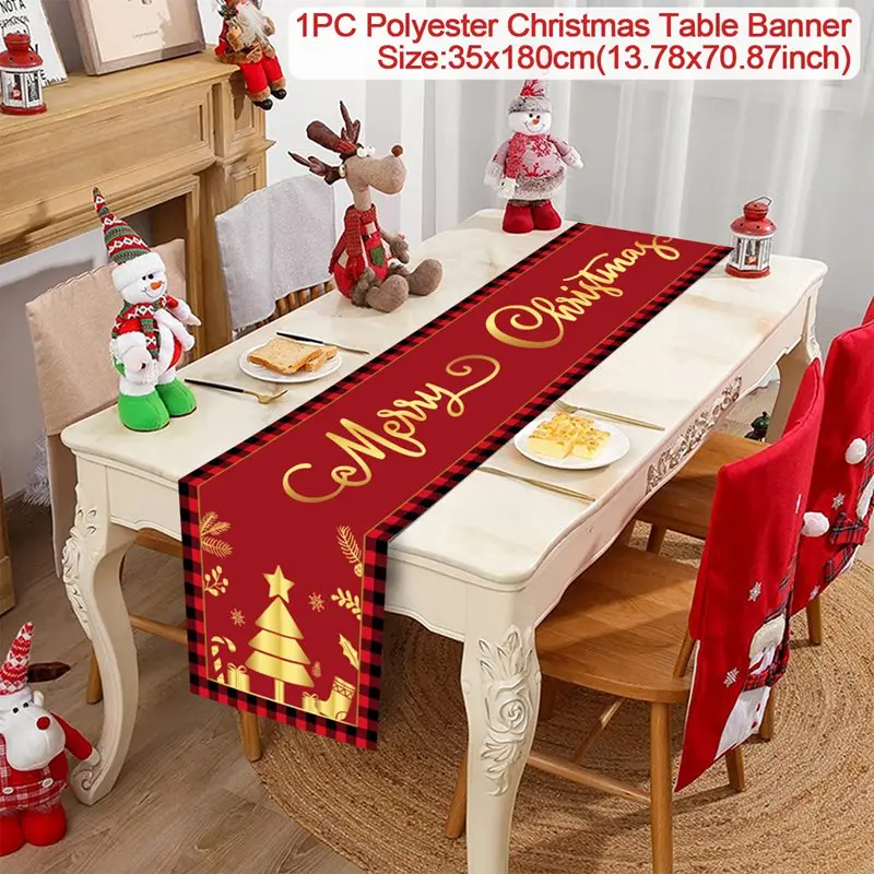 thumbnail image 1 of Caminos de mesa navideños 2024 Decoración navideña para el hogar Mantel Cubierta de mesa Regalos de Navidad Navidad Noel Año Nuevo 2025, 1 of 5