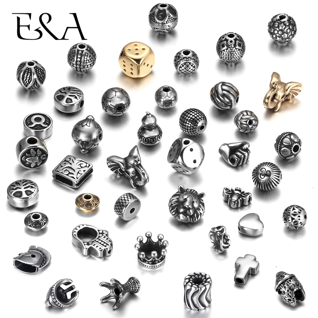 

4pcs Stainless Steel Animal Patterned Spacers Beads 2mm Small Hole Charms for Beaded Bracelet Accessories DIY Jewelry Making