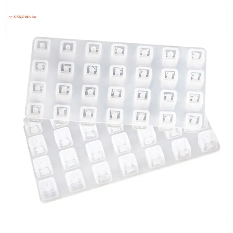 Upgraded 2 Pcs/set Small Square Letter with Hole Silicone Mold for Bracelet DIY Crystal Epoxy Resin Jewelry Making Tool