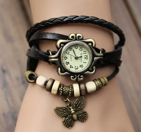 

Fashionable casual ladies watch leather wrapped bracelet epidermis women table butterfly pendants wholesale children table