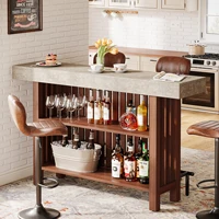 63-Inch Large Home Bar Unit, 2-Tier Mini Bar Table Height Pub Table with Footrest 3