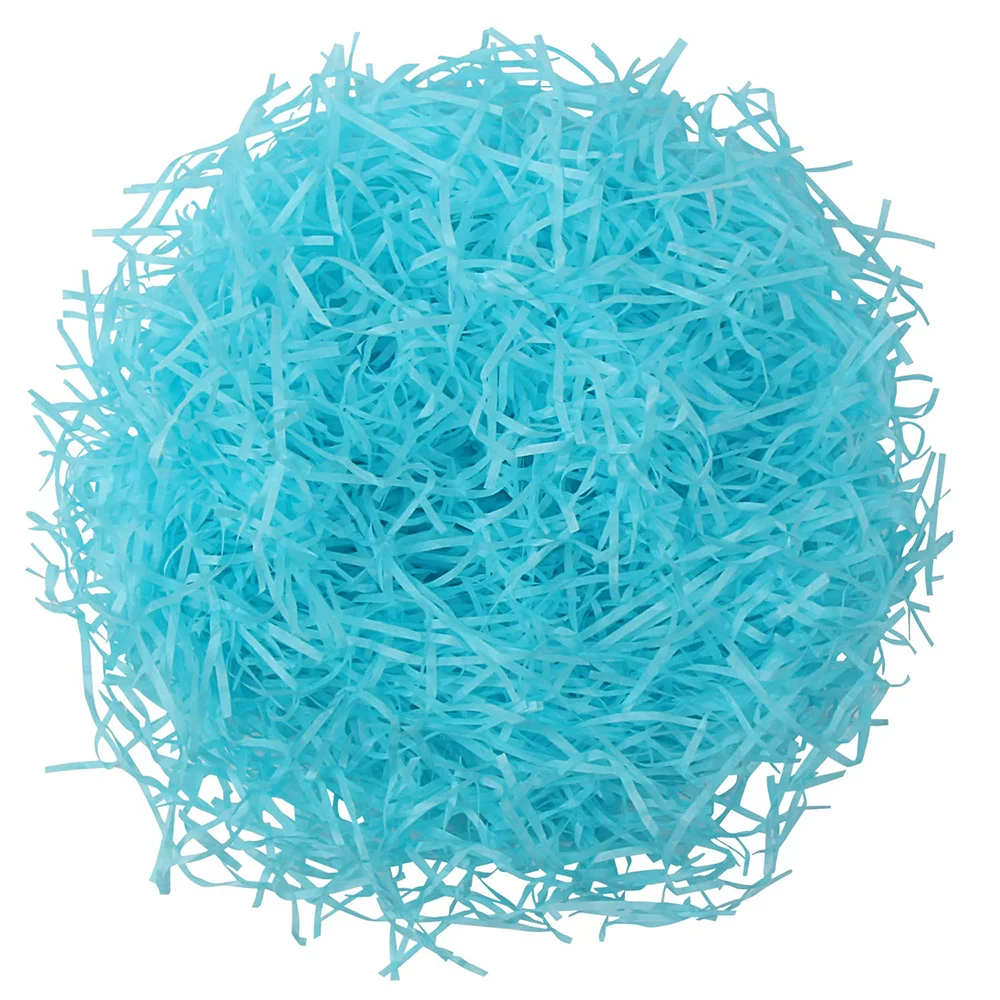 

50g/100g Easter Raffia Grass Easter Basket Filler Blue Crinkle Cut Paper Shred for DIY Gift Box Packaging Filler Material
