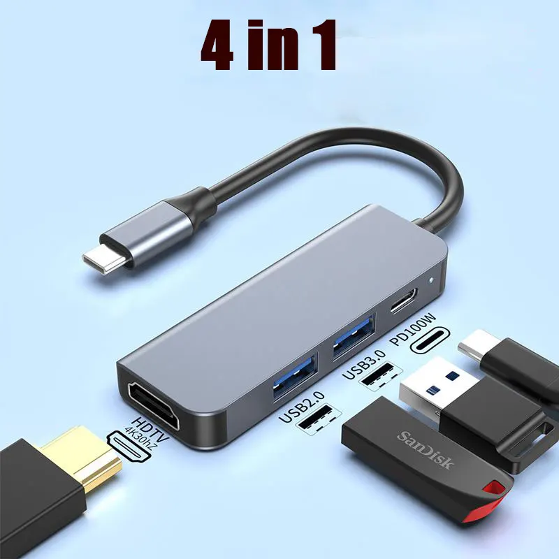 ตัวเลือกสินค้า USB-C 4K HDMI Hub ชาร์จเร็ว PD สำหรับ Macbook iPad Samsung