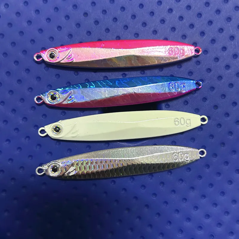 35G/45G/60G Shore Cast Jigging Fishing Lure, Fast Sinking Metal Jig ,Sea Boat Fishing Bait