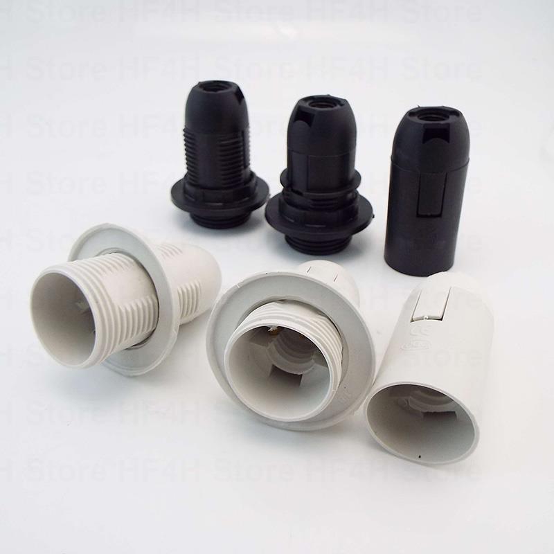 White Black 220V 110V 2A Screw E14 E27 M10 Socket Bulb Holder DIY Led Light Lamp Base Cap Power Electric Shade Converter B4