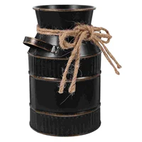 1 Pcs Vintage Milk Bottle Flower Vase Handheld Iron Plant Pot Metal Centerpiece For Home Decor Rustic Bucket Vases 1