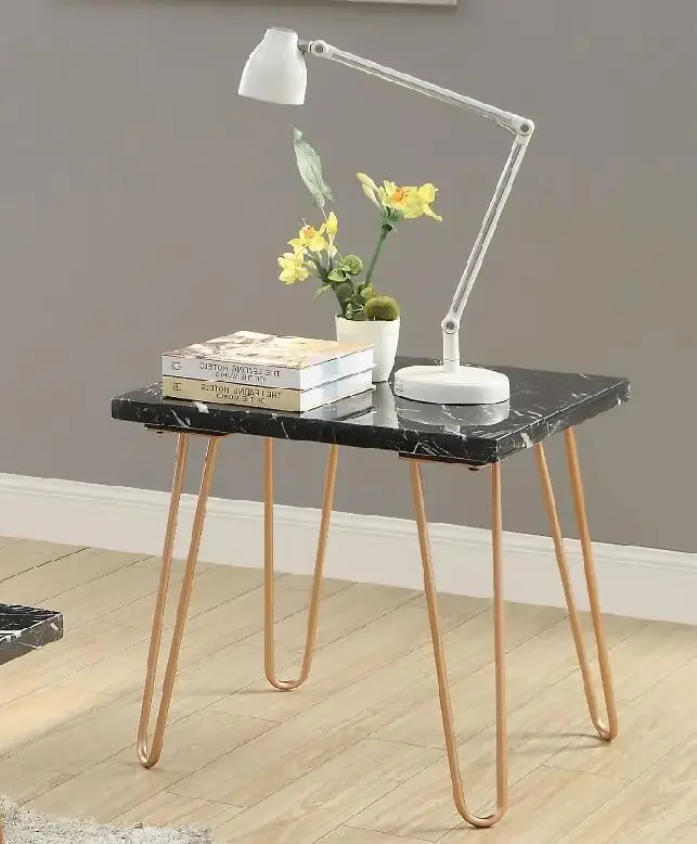 

ACME Telestis End Table in Black Marble & Gold 84507