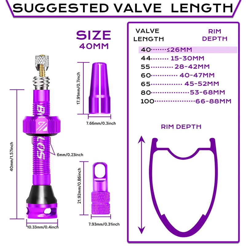 BUCKLOS Premium Aluminum Alloy Tubeless Bicycle Valves - Presta Valve