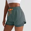 Mermaid Curve Breathable Letter Graphic 2 In 1 Sport Shorts Women Quick Dry Running Short Drawstring Waistband Fitness Hot Pants 4
