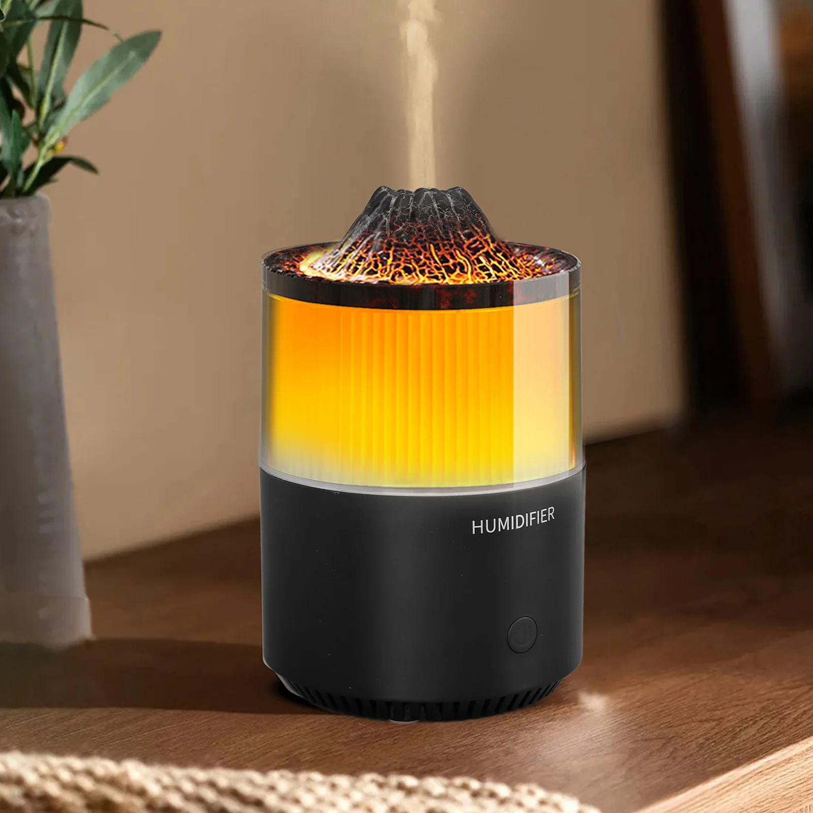 

Essential Oil Diffuser Humidifier Simulation Volcano 200ml with Colorful Light Low Noise Desktop Humidifier for Home