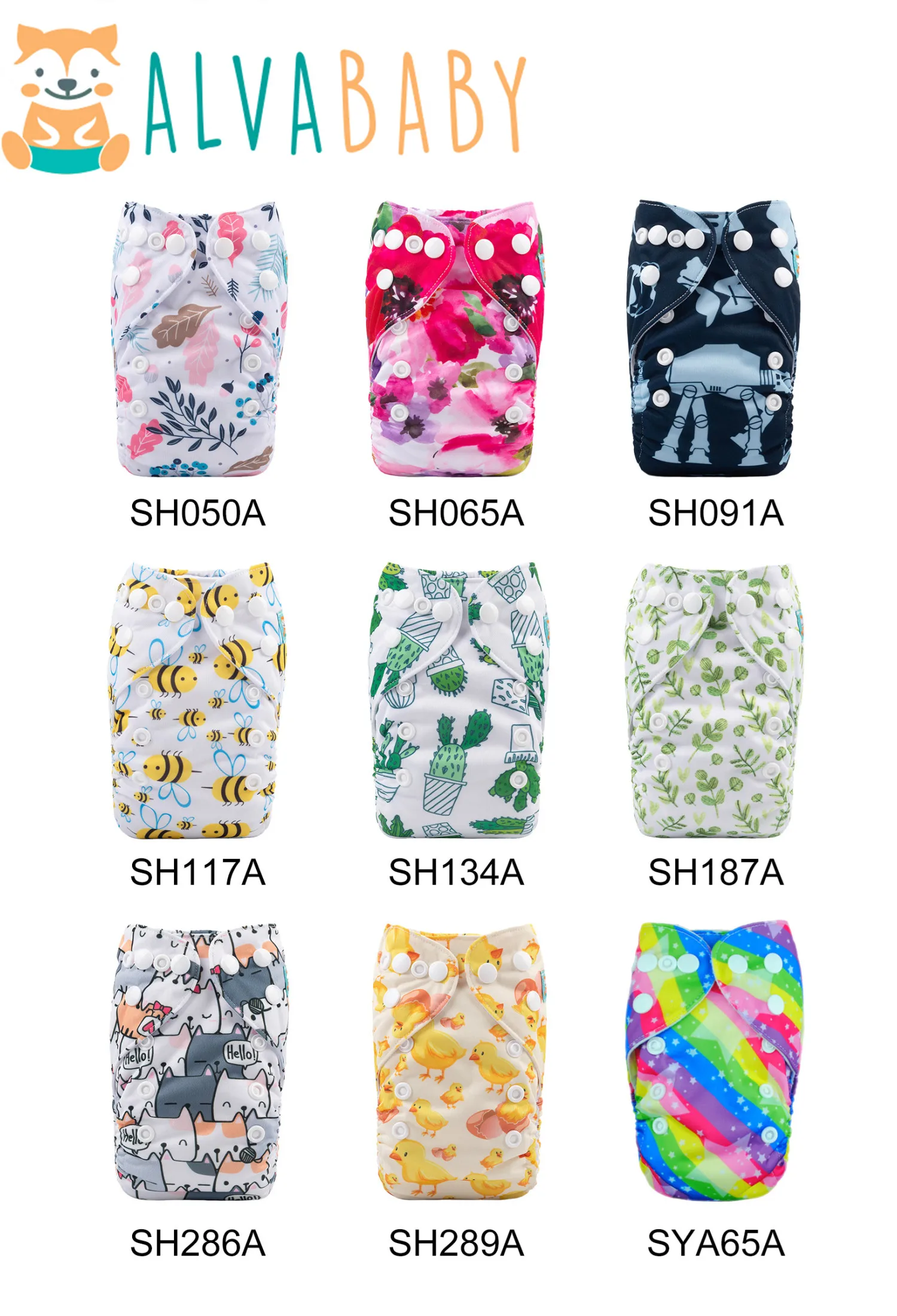 U Pick Alvababy Washable Newborn Cloth Nappy Snaps Adjustable Newborn