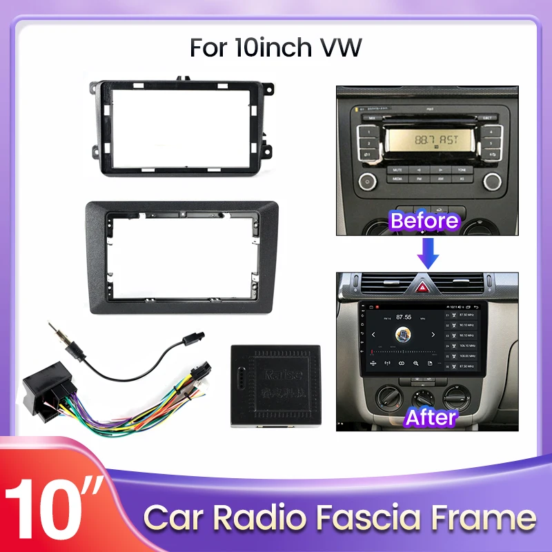 Façade Autoradio Passat Skoda Kit Montage Autoradio Double DIN Pour VW Golf 5/6, Passat, Skoda, Seat - Façade + Adaptateurs Kit Autoradio Double Din