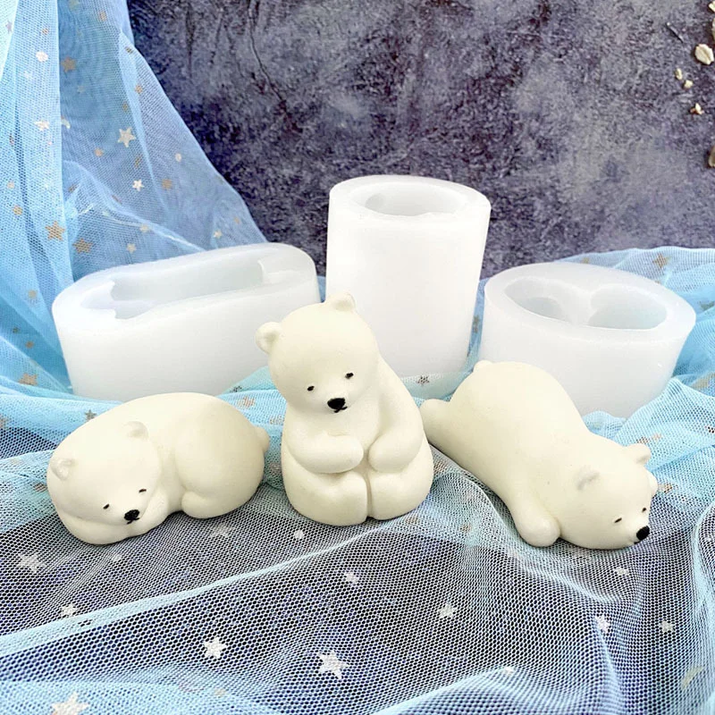 Silicone mold Polar Bear Silicone Mold Kitchen DIY Cake Baking Tool Chocolate Mold Soft Pottery Clay Decorative Gypsum Candle Mould