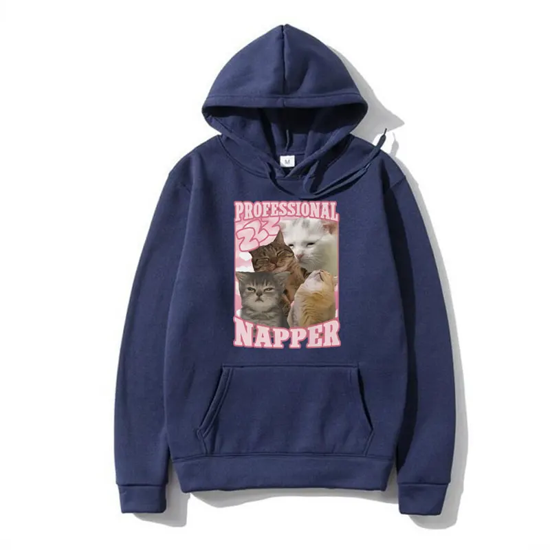 Professional Napper Funny Cat Meme Hoodies Men Women Fashion Kawaii Aesthetic Harajuku Sweatshirt Oversized Streetwear Pullover