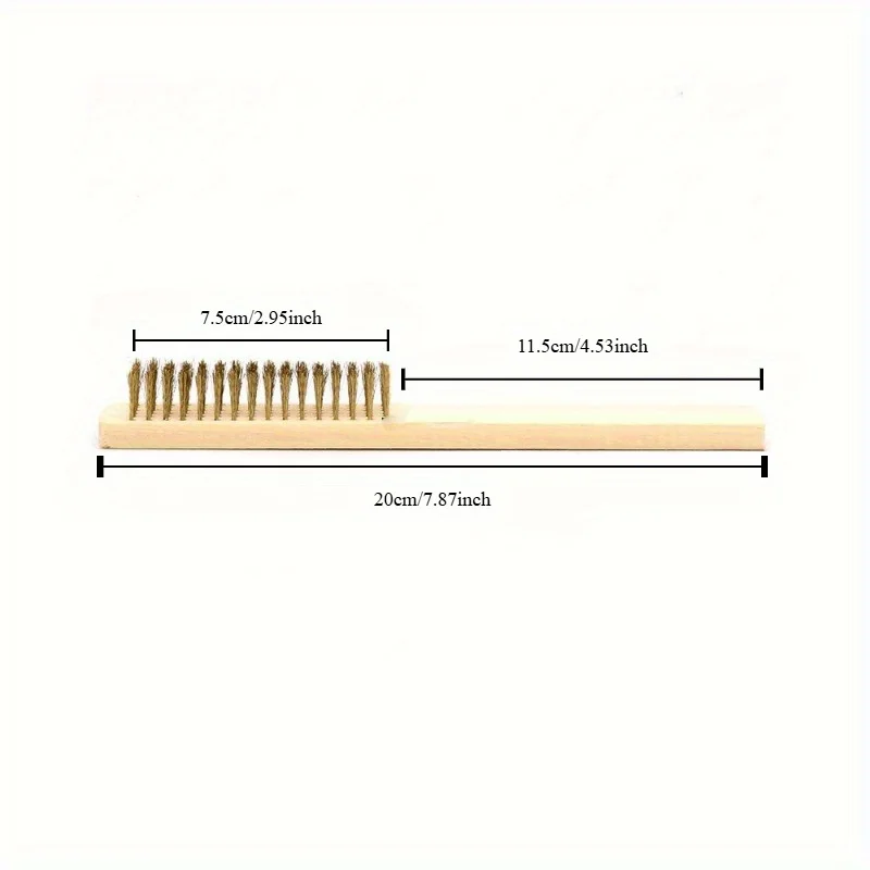 12pcs Wooden Handle Brass Wire Brush Industrial Surface Inner Polishing Grinding Cleaning 6x16 Row Brushes Car Care Tools polishing cleaning tools