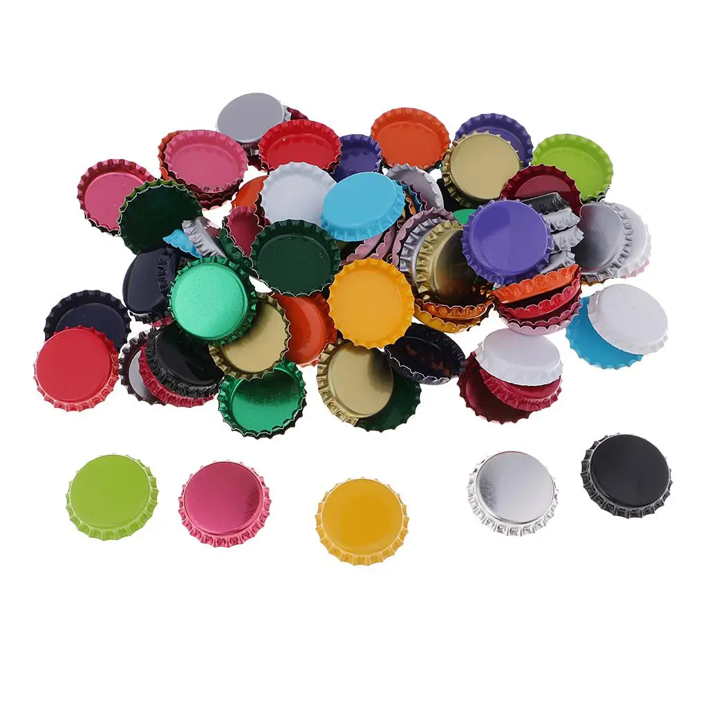 100x Colored Round Flattened Bottle Caps 25mm DIY Hairbow Crafts Hair Bows Necklace Jewelry Accessories