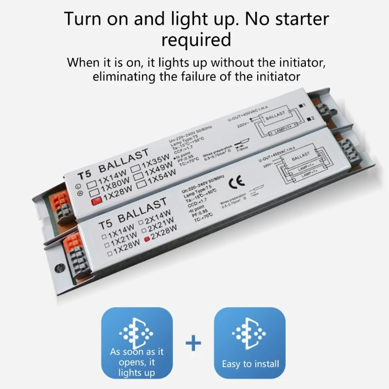 Electronic Ballast Upgraded 220-240V Wide Voltage T5 Electronic Ballast Fluorescent Lamp Ballasts Simple Installation for Factory Workshop M4YD