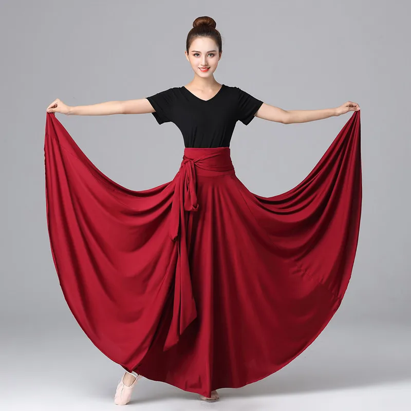 

Юбка фламенко для женщин, юбка для испанских танцев, китайский традиционный танцевальный костюм Синьцзяна, женская национальная монгольская Одежда для танцев
