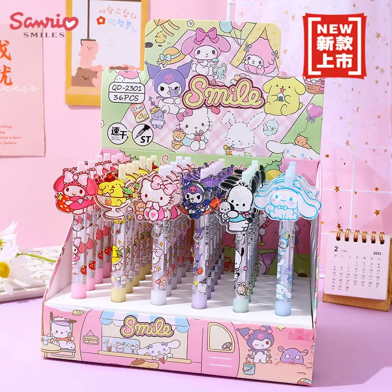 

New 36pcs Cartoon Sanrio Acrylic Patch Press Pen St Cute High Appearance Neutral Pen Signature Pen Stationery Wholesale