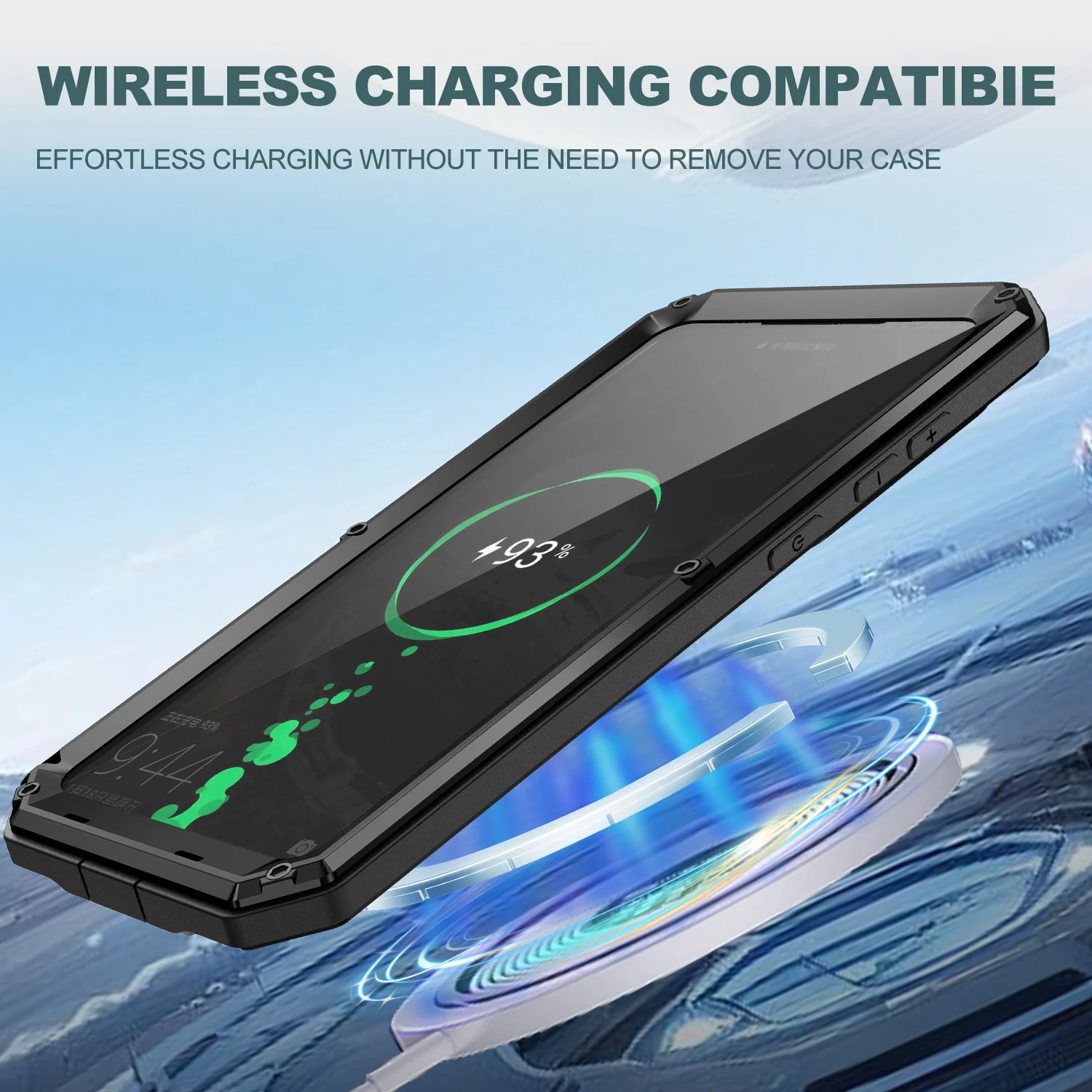 Rugged Armor Shockproof Protective Case with Full Coverage Aluminum Metal Cover