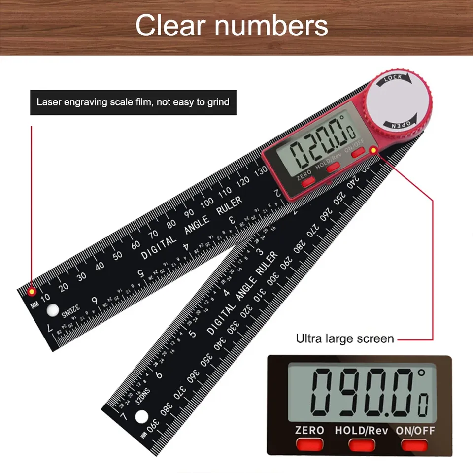 Mopei modified measuring artifact 200mm digital angle ruler angle measuring instrument high-precision locomotive angle measuring