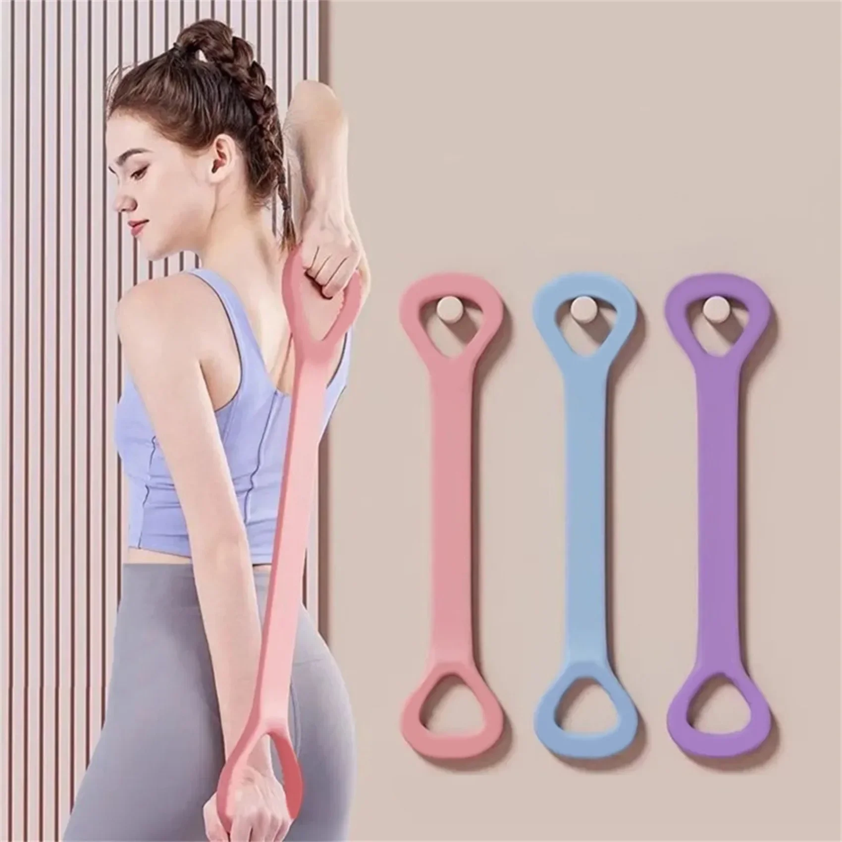 8-character Puller Home Fitness Equipment Elastic Belt Yoga Auxiliary Female Open Shoulder Beauty Back Stretcher fitness resistance band,fitness accessories