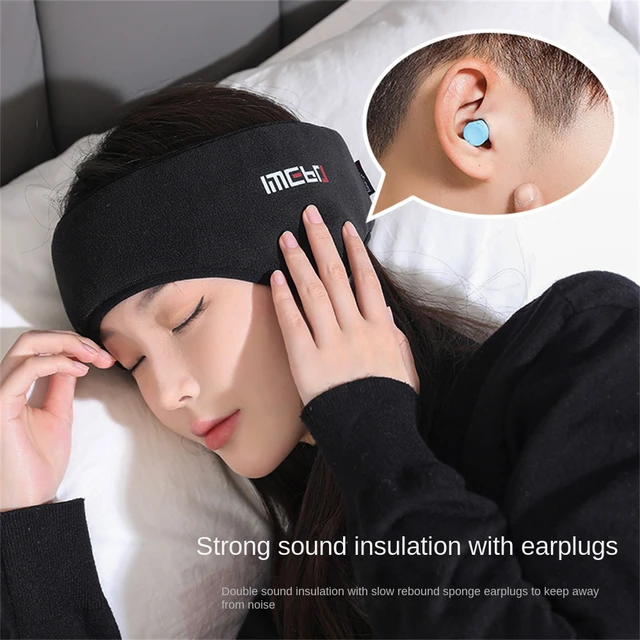 Máscara para dormir opaca con orejeras para relajarse, juego de auriculares  para dormir, venda para los ojos, orejera antiruido para dormir - AliExpress