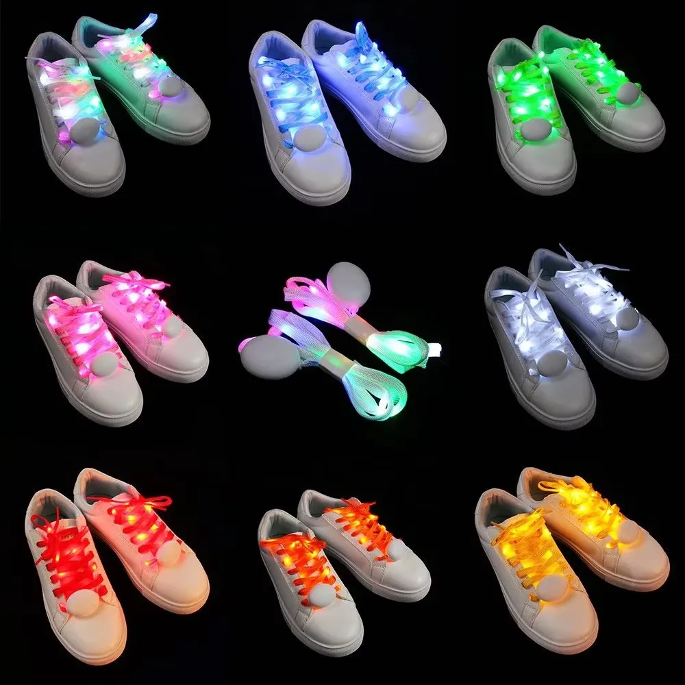 Mini LED Light Glow Light 1 Pairs Light Up Shoe Laces Nylon LED Shoelaces Flashing LED Shoelaces with 3 Modes Flashing Glow in The Dark Party