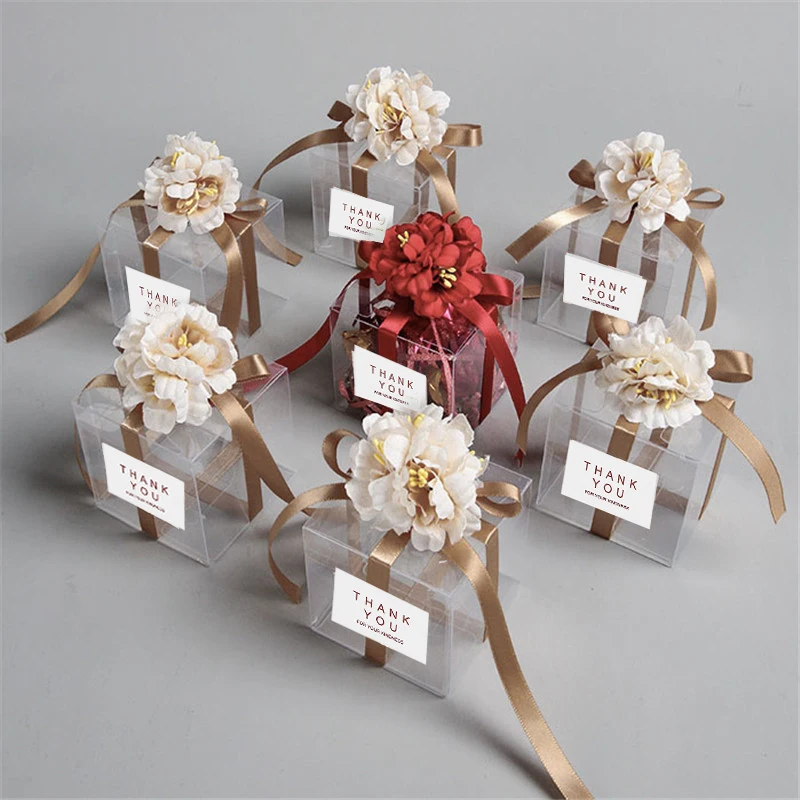 10/50× Wedding Favors Candy Gift Box Gold Compass Tag Wedding Gift For Guest 