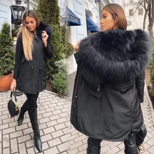  Thick Warm Real Fox Fur Liner 2022 Real Fur Coat Winter Jacket Women Long Parka Waterproof Big Natural Raccoon Fur Collar Hood 