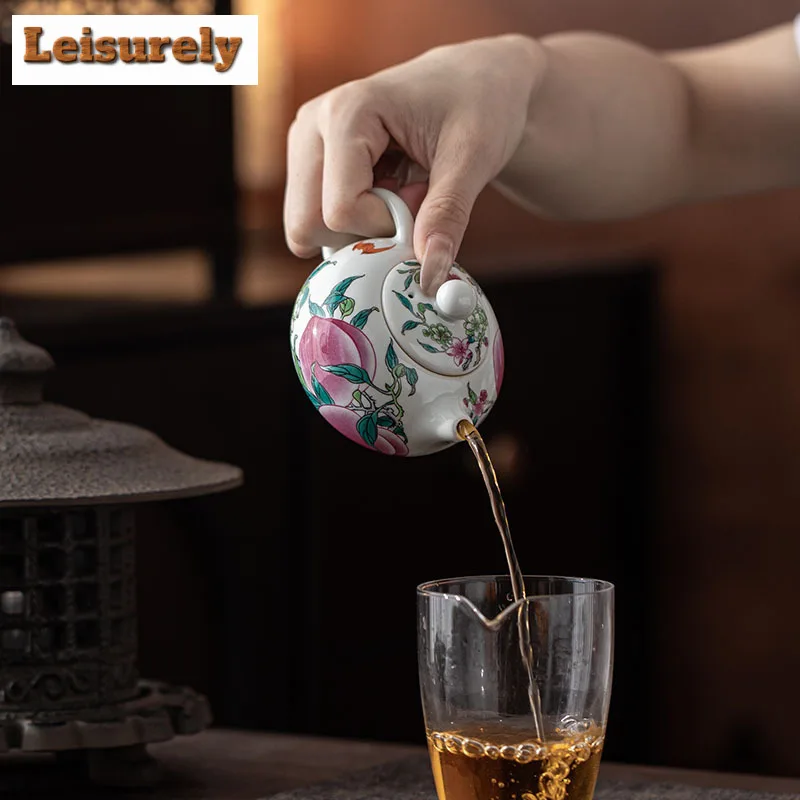 160ml Longevity Peach Xishi Teapot Retro Tea Infuser Pot Tea Making Kettle With Ball Hole Tea Items Accessories Decoration Gift