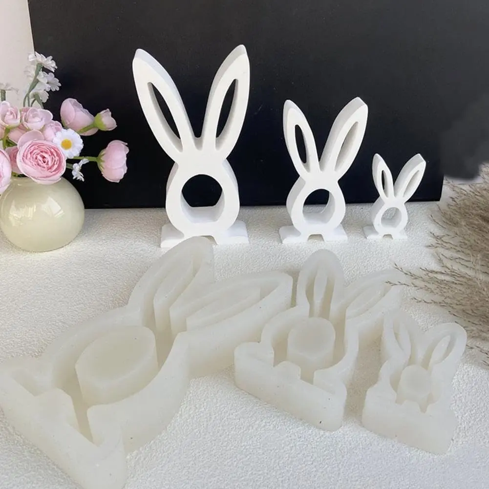 Moules En Silicone Réutilisables En Forme De Lapin De Pâques 3D - Moule à Bougie Anti-adhésif - Moule à Bougie Parfumée - Art Savon