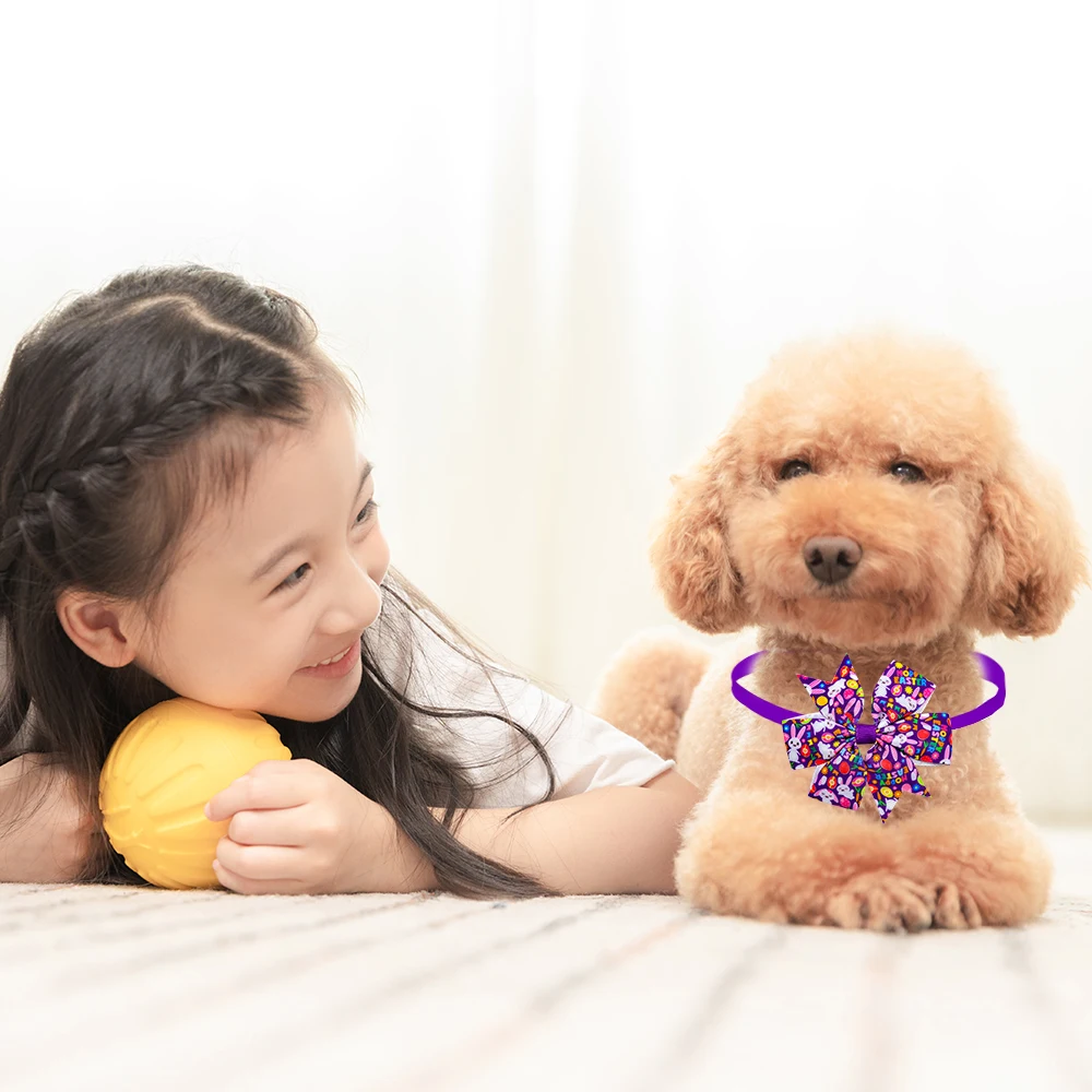 Title 4, 10pcs Easter Dog Bow Tie Rabbit Eggs Pattern Bo...