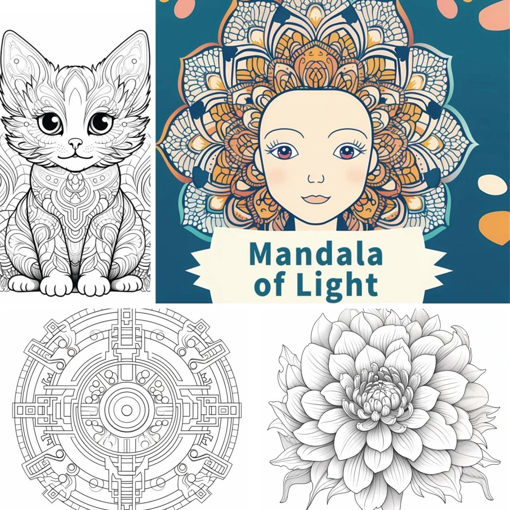 Mandala of Light  Art Coloring Book 22Pages Gift For Birthday Party Relieve Stress Kill Time Graffiti Painting Drawing Art Book 4