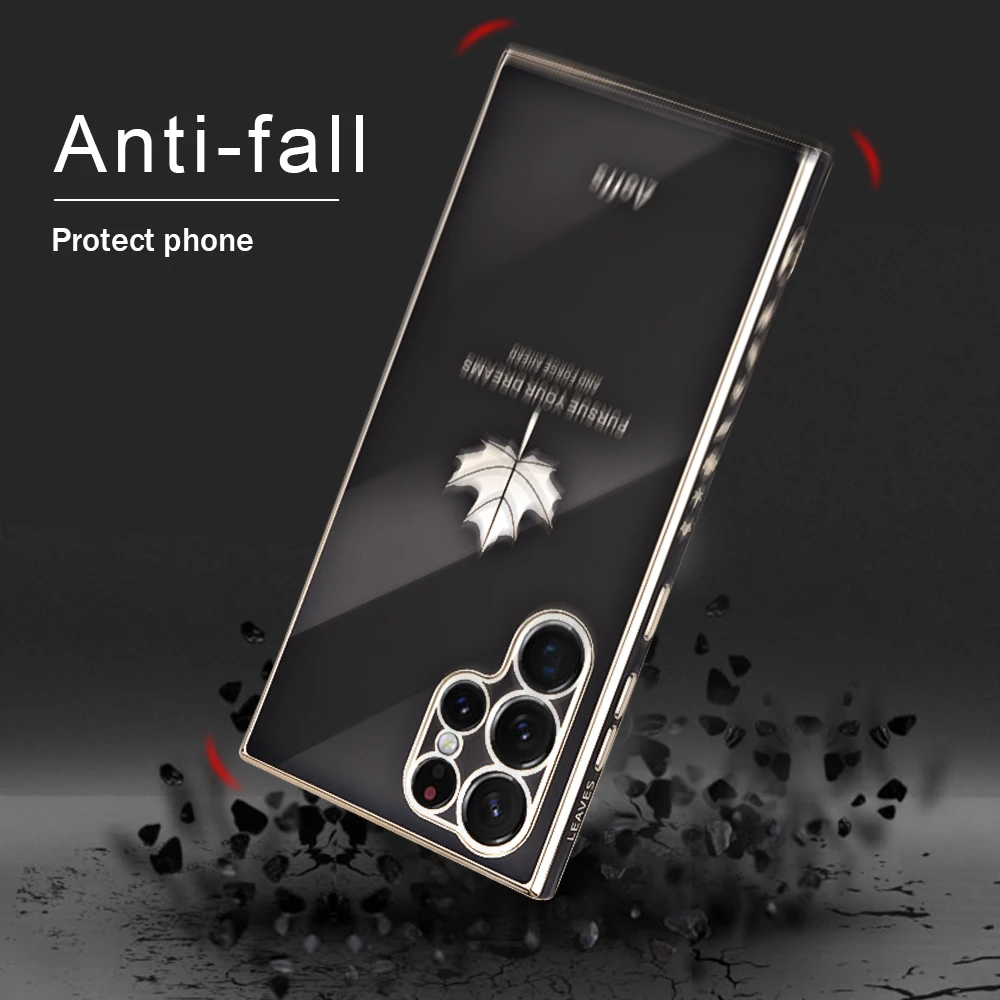 Electroplated Maple Leaf Silicone Case - Elegant and Durable Smartphone Cover