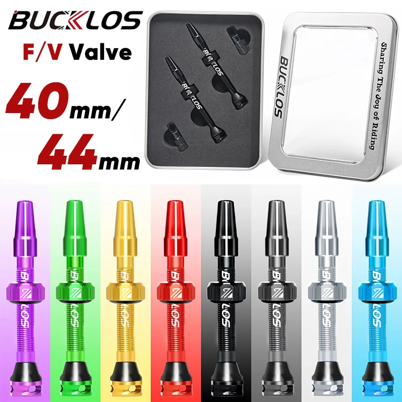 BUCKLOS 40mm/44mm Tubeless Presta Valve F/V CNC Anodized Aluminum Alloy Bicycle Valve Road Bike Tubeless Tire Valve Cycling Part 1pair motorcycle rim 90 degree angle aluminum alloy valve motorcycle wheel tire tubeless valve stems for rim wheel parts cnc