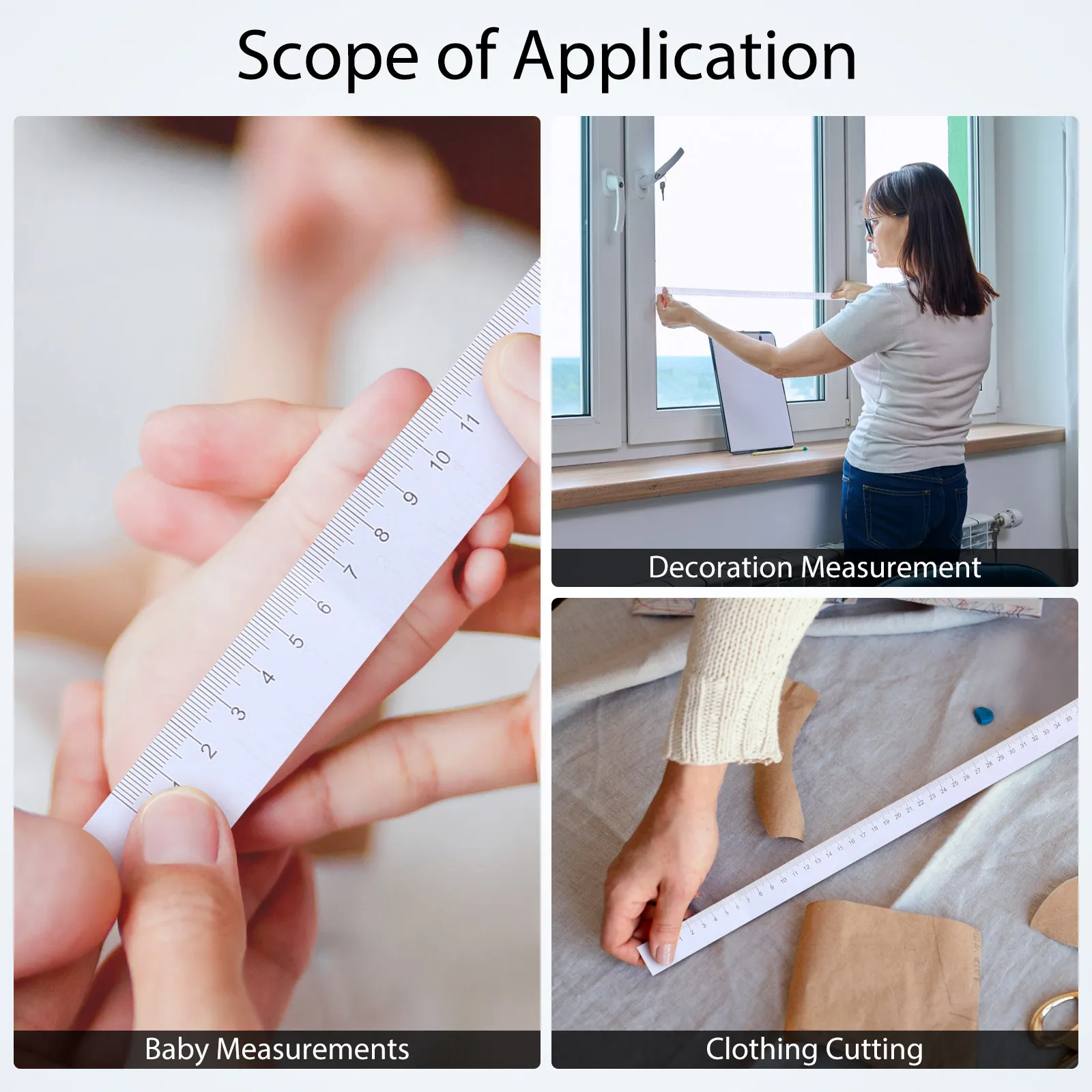 머리 측정용 줄자 100개 종이 자 양면 일회용 무독성 길이 측정 도구 (간호사용)