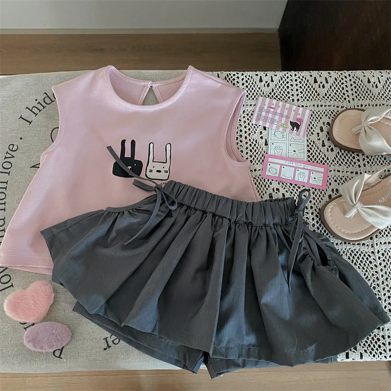 

Girl Skirt Korean Style Children Wear 2024 New Summer Girl Baby Fashion Summer Solid Causal Skirt Culottes Baby Girl Clothes