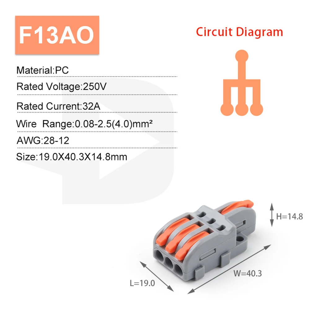 10/100PCS Electrical Cable Connector 1 in Multiple out Quick Wire Terminal Block 2/3/4/5Pin Push in Lever Connectors 0.08-4.0mm2 image 8