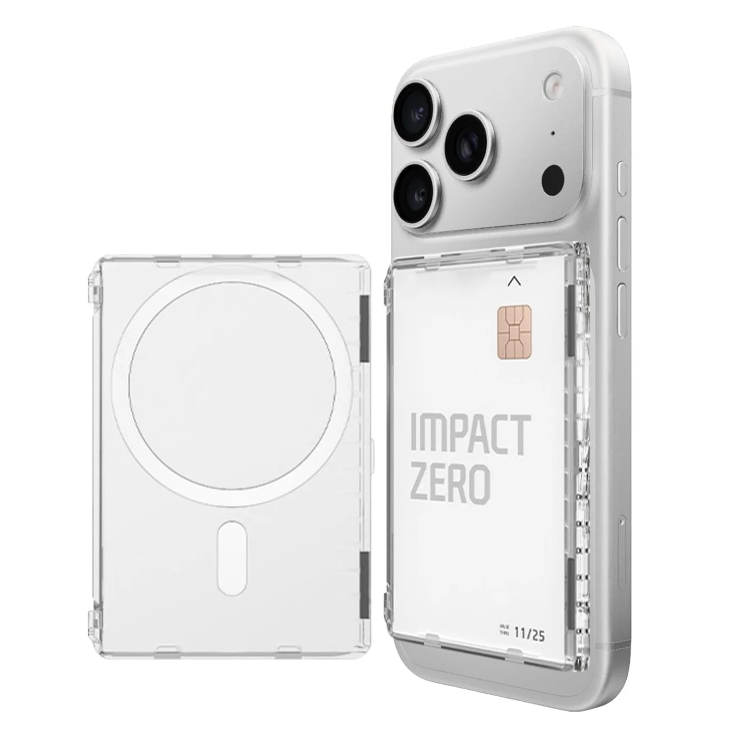 Magnetic Clear Wallet with Secure Flip Cover and 2-Card Holder