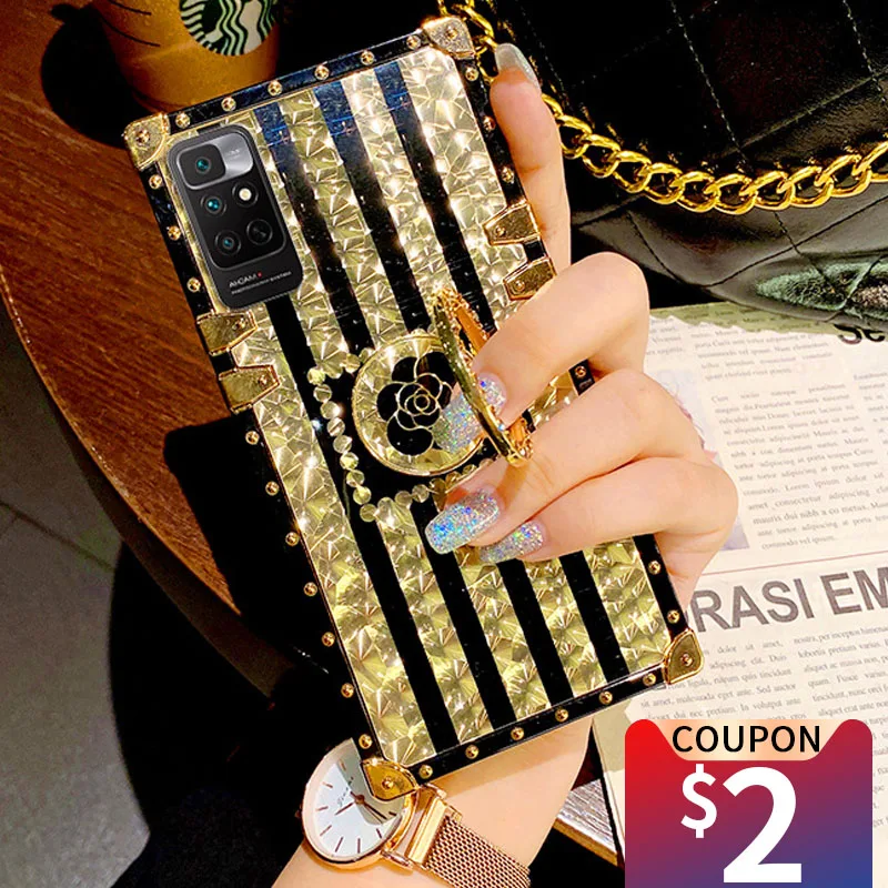 

Luxury Square Flower Phone Case For Xiaomi Redmi Note 12 11 Pro 11 Lite 5G 12 11S 10S 10 9S Redmi10C Shockproof Soft Coque Capa