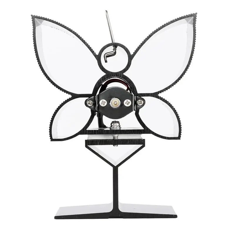 Ecofan 조용한 가정용 벽난로, 선풍기 효율적인 열 분배, 열 구동 스토브 선풍기 통나무, 블랙 벽난로, 5 블레이드, 신제품