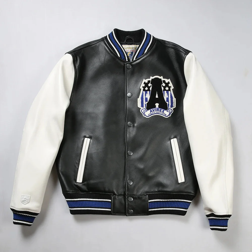 

Autumn winter new French sheepskin leather jacket men standing collar fat plus size extra large sport casual real