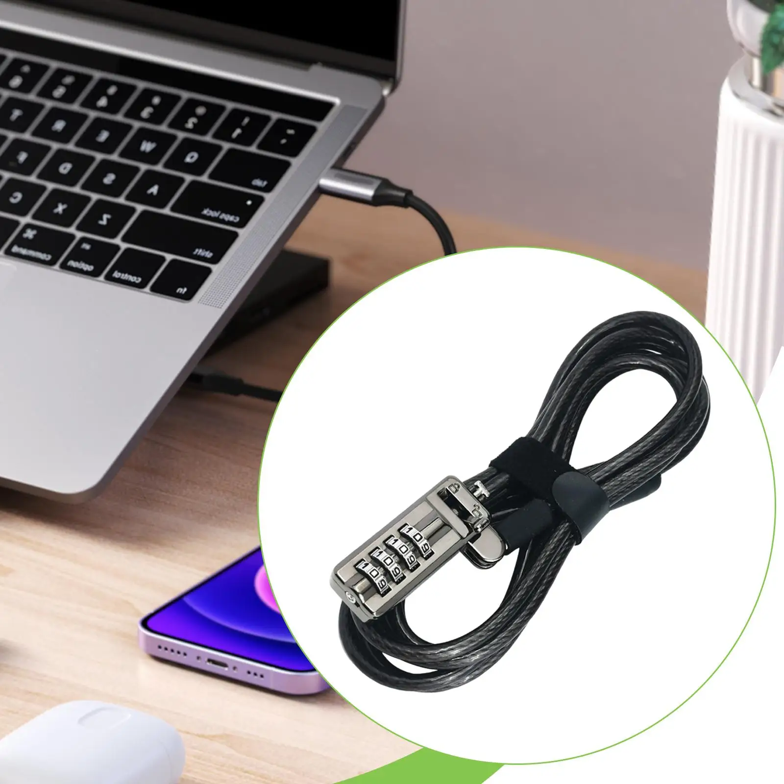 Anti Theft Laptop Lock Computer Password Lock for 6x 2.5mm Small Keyhole, Accessories, Security, Durability, Combination Lock