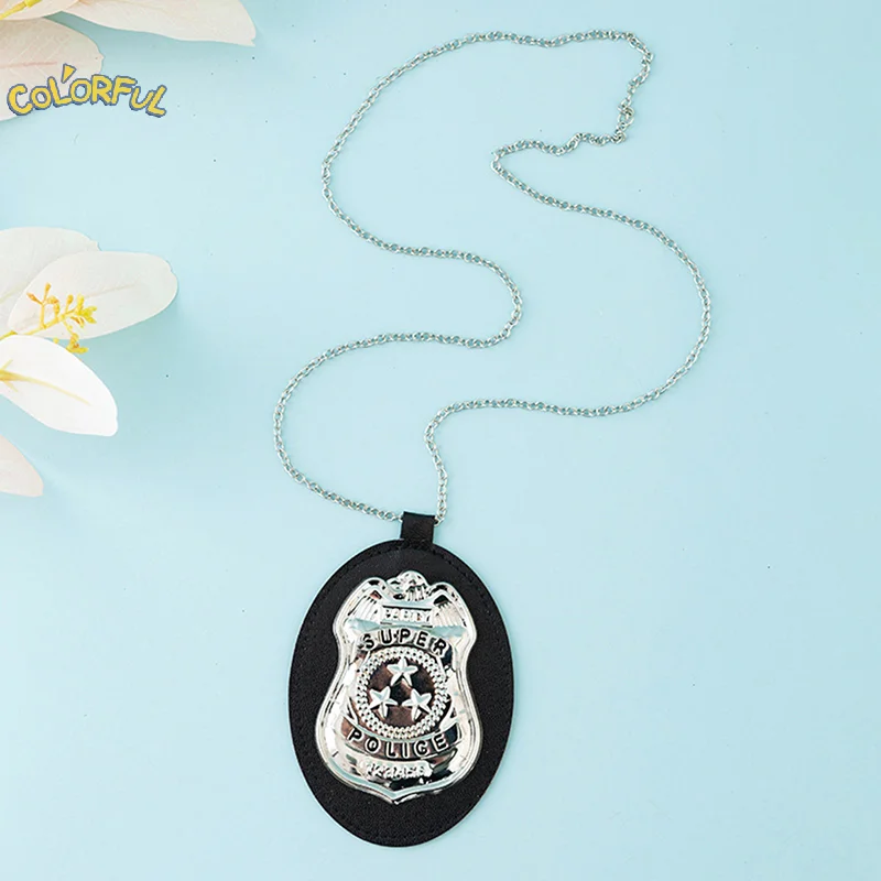 

Dress Up Occupation Pretend Play America Police Necklace for mens Special Agent Officer pendant Holder With Chain
