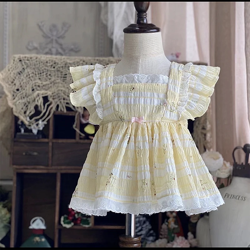 

Summer Children's Foreign Princess Style Flying Sleeve Doll Shirt Baby Girl Loose Cute Single Layer Cool Top y563