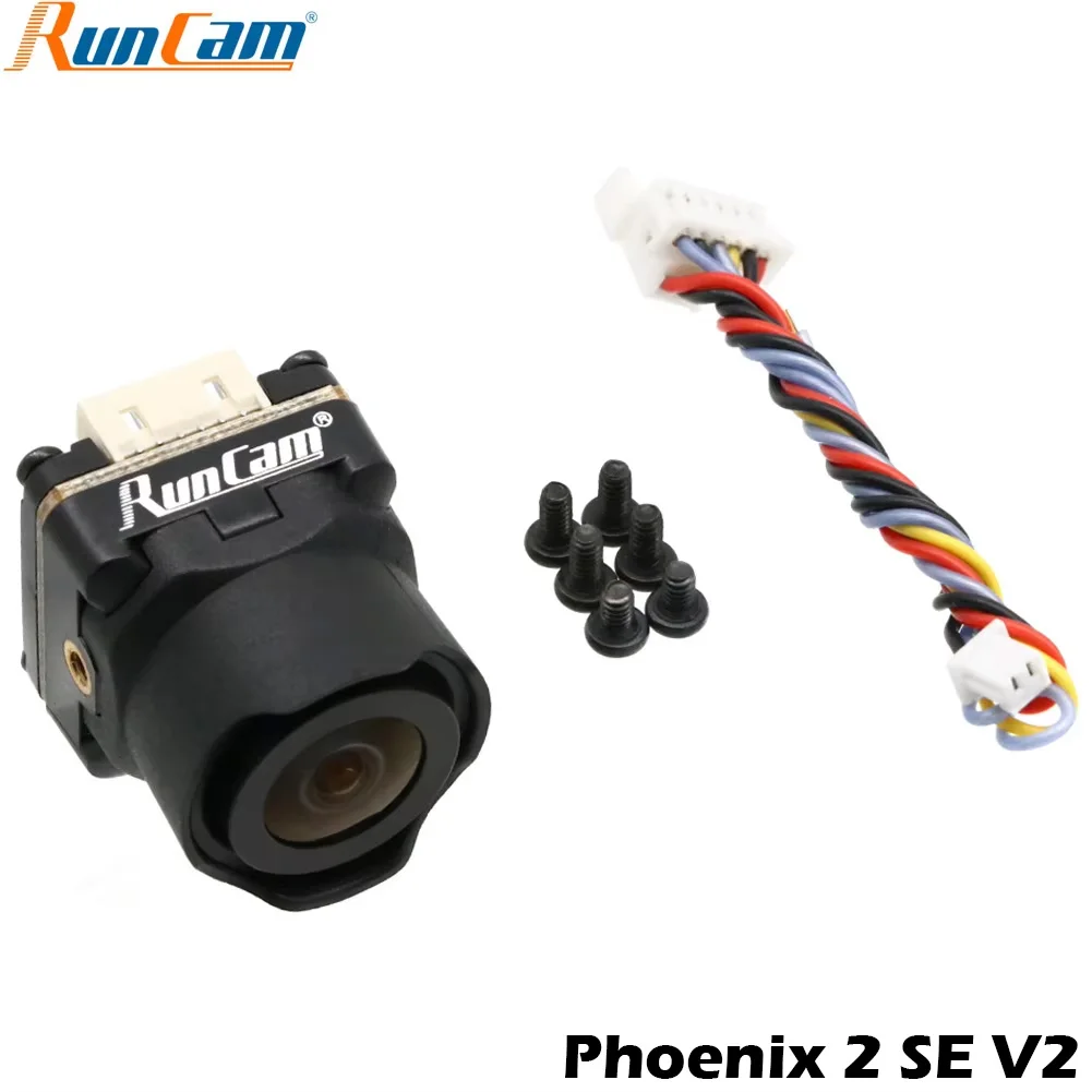 Vue de face de la RunCam Phoenix 2 SE V2 Caméra FPV Noir - Qualité Pro pour Drone avec son objectif large.