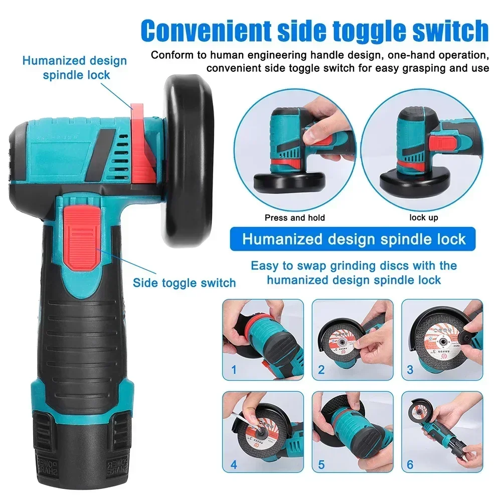 12V Brushless / Brushed Angle Grinder Lithium Battery 19500Rpm Cordless Mini Polishing Machine Diamond Cutting Grinder Tools 4