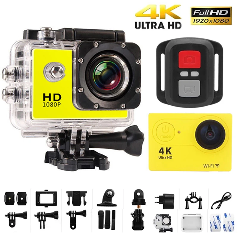 Ultra Hd 4K Action Camera 30Fps 170D Casco Impermeabile Subacqueo Registrazione Video Outdoor Remote Wifi 2.0 Schermo Mini Sports Cam