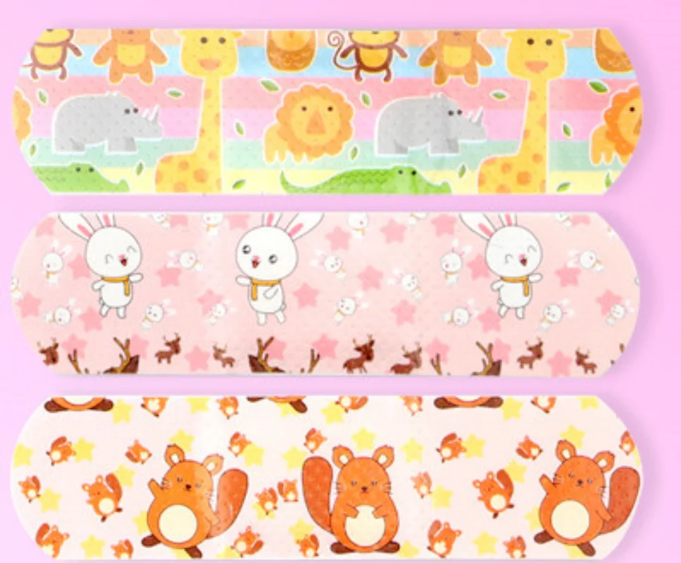 100pcs/120pcs Cartoon Kawaii Band Aid Animal Prints Kids Wound Plaster  Strips Breathable Skin Patches Adhesive Bandages 6